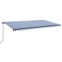 Tenda da Sole Retrattile Manuale con LED 600x350 cm Blu Bianco