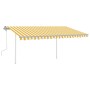 Tenda da Sole Retrattile Manuale con LED 4,5x3,5m Gialla Bianca