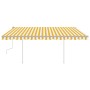 Tenda da Sole Retrattile Manuale con LED 4,5x3,5m Gialla Bianca