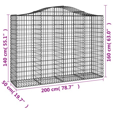 Cesti Gabbioni ad Arco 3 pz 200x50x140/160 cm Ferro Zincato