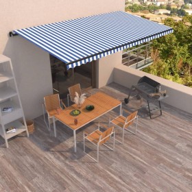 Tenda da Sole Retrattile Manuale 600x350 cm Blu e Bianca