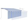 Tenda Sole Retrattile Manuale con Parasole 3,5x2,5 m Blu Bianco