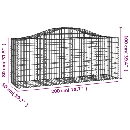 Cesti Gabbioni ad Arco 30 pz 200x50x80/100 cm Ferro Zincato