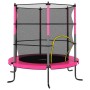 Set Trampolino con Rete di Sicurezza Rotondo 140x160 cm Rosa