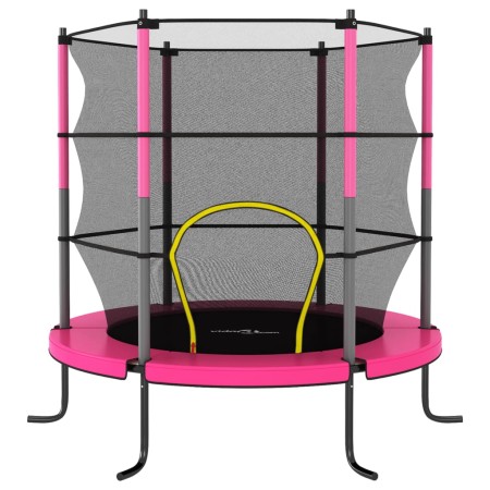 Set Trampolino con Rete di Sicurezza Rotondo 140x160 cm Rosa