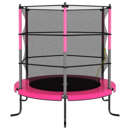 Set Trampolino con Rete di Sicurezza Rotondo 140x160 cm Rosa