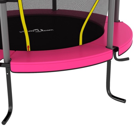 Set Trampolino con Rete di Sicurezza Rotondo 140x160 cm Rosa