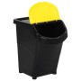 Cestini per Rifiuti Impilabili con Coperchi 3pz Neri PP 120L
