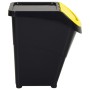 Cestini per Rifiuti Impilabili con Coperchi 3pz Neri PP 120L