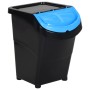 Cestini per Rifiuti Impilabili con Coperchi 3pz Neri PP 120L