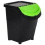 Cestini per Rifiuti Impilabili con Coperchi 3pz Neri PP 120L