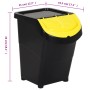 Cestini per Rifiuti Impilabili con Coperchi 3pz Neri PP 120L