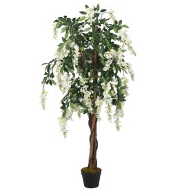 Glicine Artificiale 1260 Foglie 180 cm Verde e Bianco