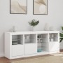 Credenza con Luci LED Bianca 164x37x67 cm