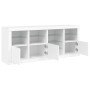 Credenza con Luci LED Bianca 164x37x67 cm