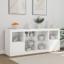 Credenza con Luci LED Bianca 163x37x67 cm