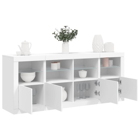 Credenza con Luci LED Bianca 163x37x67 cm