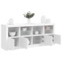 Credenza con Luci LED Bianca 163x37x67 cm