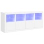 Credenza con Luci LED Bianca 163x37x67 cm