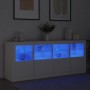 Credenza con Luci LED Bianca 163x37x67 cm