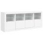 Credenza con Luci LED Bianca 163x37x67 cm