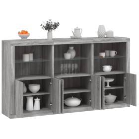 Credenza con Luci LED Grigio Sonoma 181,5x37x100 cm