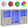 Credenza con Luci LED Grigio Cemento 181,5x37x100 cm