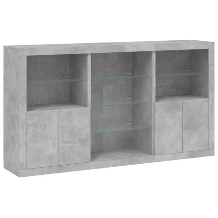 Credenza con Luci LED Grigio Cemento 181,5x37x100 cm