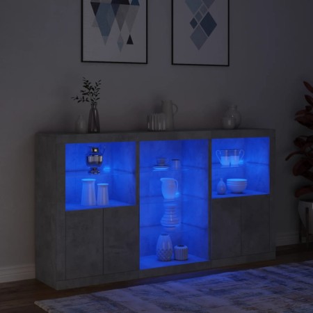 Credenza con Luci LED Grigio Cemento 181,5x37x100 cm