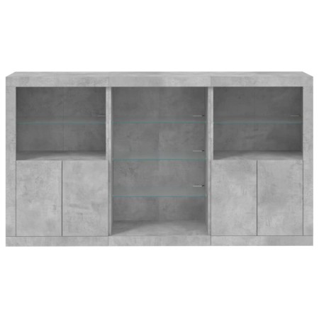 Credenza con Luci LED Grigio Cemento 181,5x37x100 cm