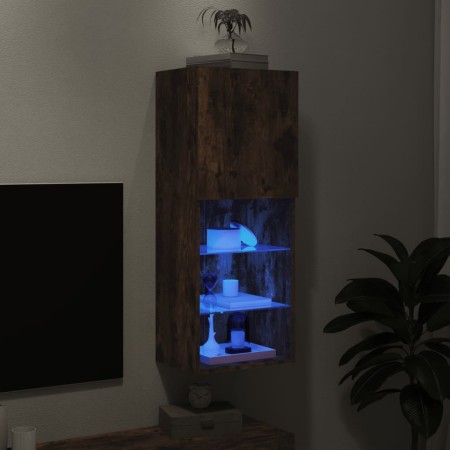 Mobile TV con Luci LED Rovere Fumo 40,5x30x102 cm