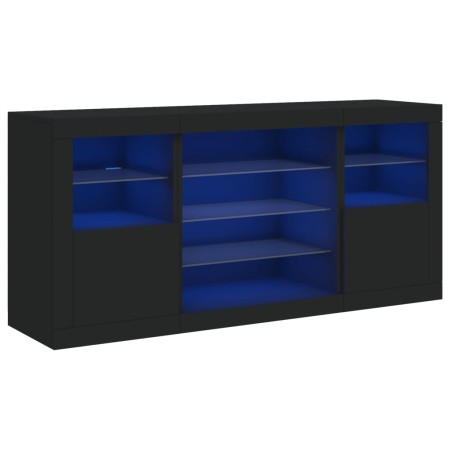 Credenza con Luci LED Nera 142,5x37x67 cm