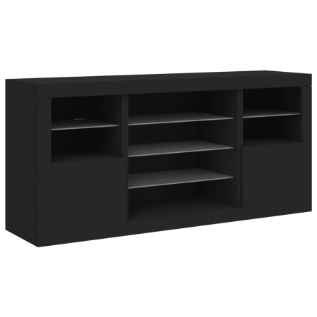 Credenza con Luci LED Nera 142,5x37x67 cm