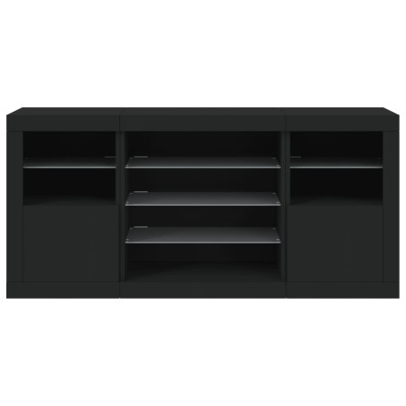 Credenza con Luci LED Nera 142,5x37x67 cm