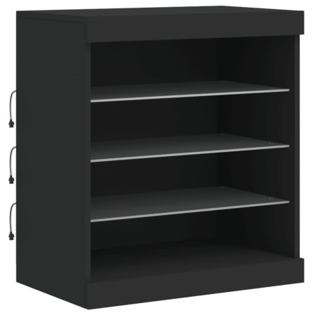 Credenza con Luci LED Nera 142,5x37x67 cm