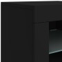 Credenza con Luci LED Nera 142,5x37x67 cm