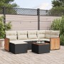 Set Divani da Giardino con Cuscini 7pz Nero Polyrattan