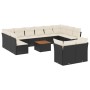 Set Divani da Giardino 13pz con Cuscini Nero in Polyrattan