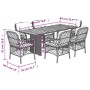 Set da Pranzo da Giardino 7 pz con Cuscini in Polyrattan Grigio