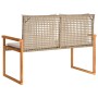 Panca da Giardino con Cuscino Beige Misto Polyrattan e Acacia