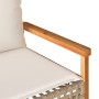 Panca da Giardino con Cuscino Beige Misto Polyrattan e Acacia