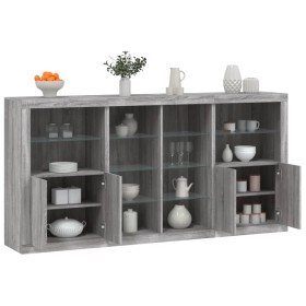 Credenza con Luci LED Grigio Sonoma 202x37x100 cm