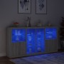 Credenza con Luci LED Grigio Sonoma 202x37x100 cm