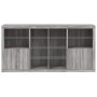 Credenza con Luci LED Grigio Sonoma 202x37x100 cm