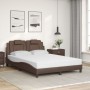 Letto con Materasso Marrone 140x190cm in Similpelle