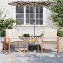 Set da Bistrò 3 pz con Cuscini Beige Misto Polyrattan e Acacia