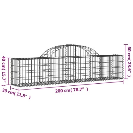 Cesti Gabbioni ad Arco 10 pz 200x30x40/60 cm Ferro Zincato