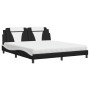 Letto con Materasso Nero e Bianco 180x200 cm in Similpelle