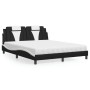 Letto con Materasso Nero e Bianco 160x200cm Similpelle