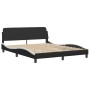 Letto con Materasso Nero e Bianco 160x200cm Similpelle